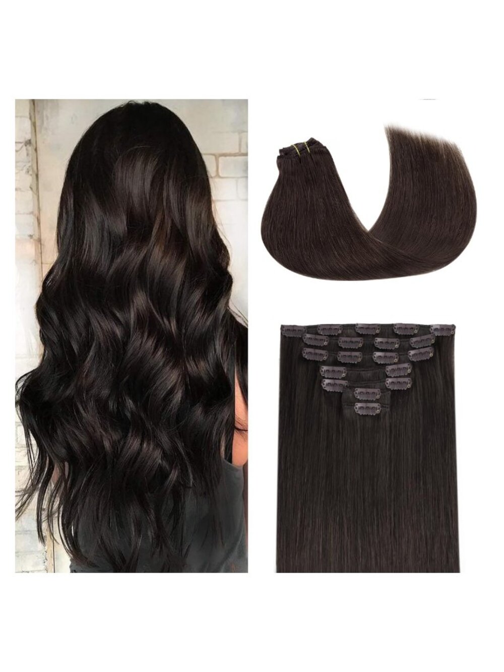 Remy Human Hair Clip In Extensions 20 inch 120g 7Pcs Long Straight